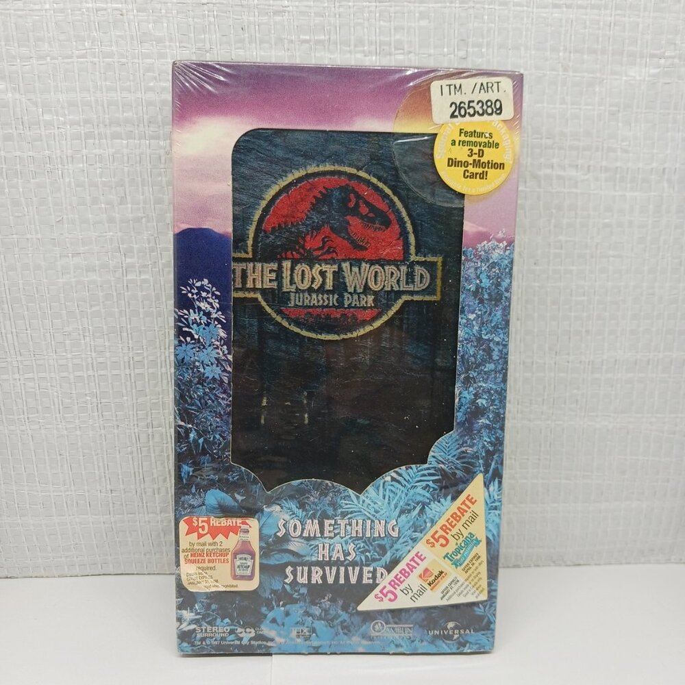 Jurassic Park: The Lost World with 3D Motion cover. VHS 1997 SEALED. UNOPENED